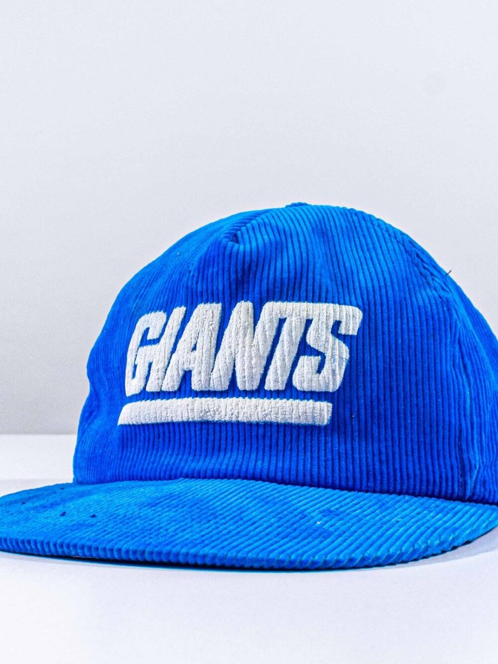 Vintage New York Giants Hat Corduroy Snapback 90s NFL Football *Damaged Brim*